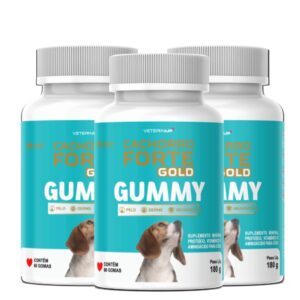 Suplemento Cachorro Forte Gummy Gold 3 Potes 60 Gomas Cada